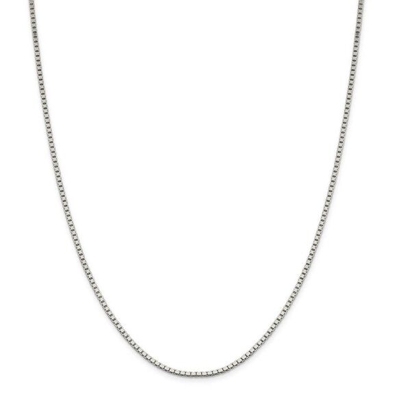 1.9mm, Sterling Silver, Solid Box Chain Necklace, 20 Inch